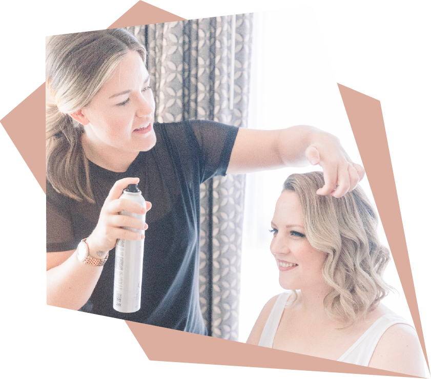 Pärla Hair - Kira fixing client's wedding hair hairspray downstyle curls blowout