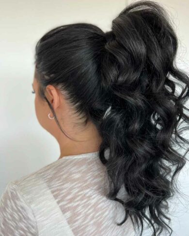 Parla Hair - Ottawa Bridal Hairstylist Kira McClenaghan - Hair Extensions Rental BFB Hair - Shade - Black Licorice Length - 18 inches